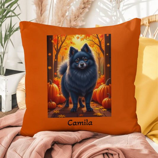 Blue Pomeranian indoor outdoor pillow, custom dog cushion, cute pet lover accent throw pillow