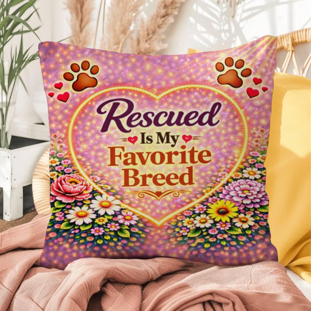 Shop our premium rescued is my favorite breed throw pillow from MySisterIsASurvivor.