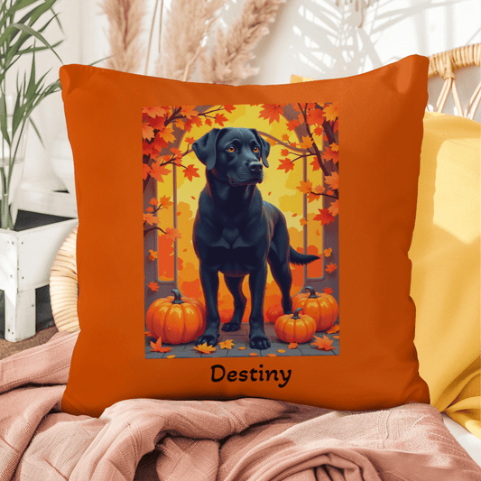 Black Labrador Retriever pillow, personalized indoor outdoor dog cushion for lab lovers - MySisterIsASurvivor
