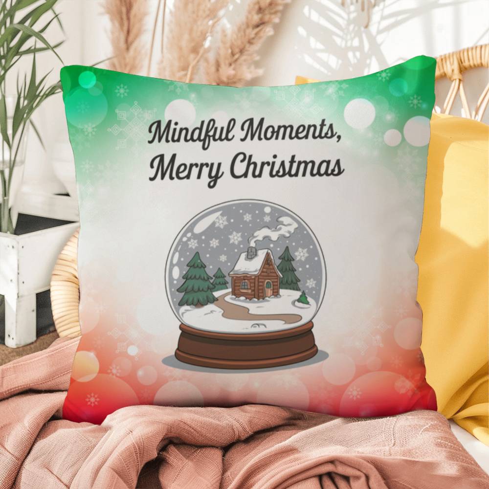 Mindful Moments, Merry Holidays Throw Pillow - Christmas wellness mental health decorative pillow