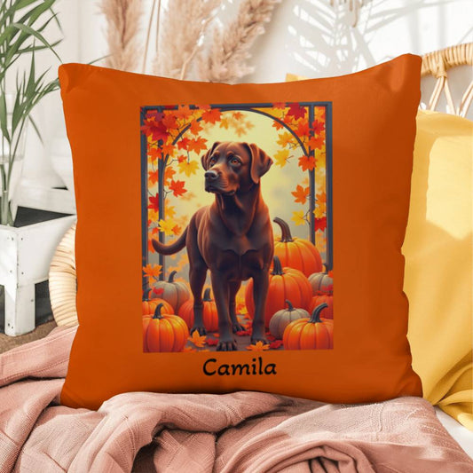 Chocolate Labrador Retriever pillow, personalized indoor outdoor lab dog cushion, home accent - MySisterIsASurvivor
