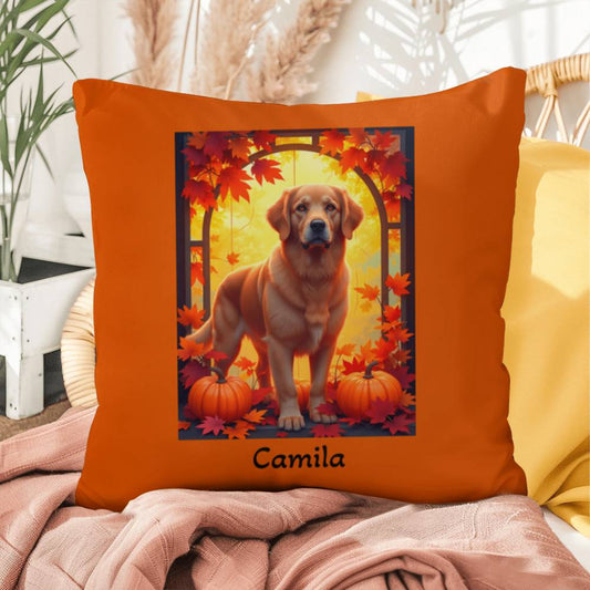 Dark Golden Retriever pillow, custom indoor outdoor dog cushion, water-resistant accent - MySisterIsASurvivor