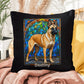 Belgian Malinois (Cream Sable) Indoor/Outdoor Pillow - Personalized Stained Glass Dog Tribute & Comfort Gift