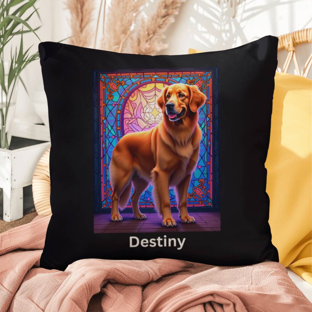 Dark Golden Retriever personalized indoor/outdoor pillow, dog lover home decor gift idea