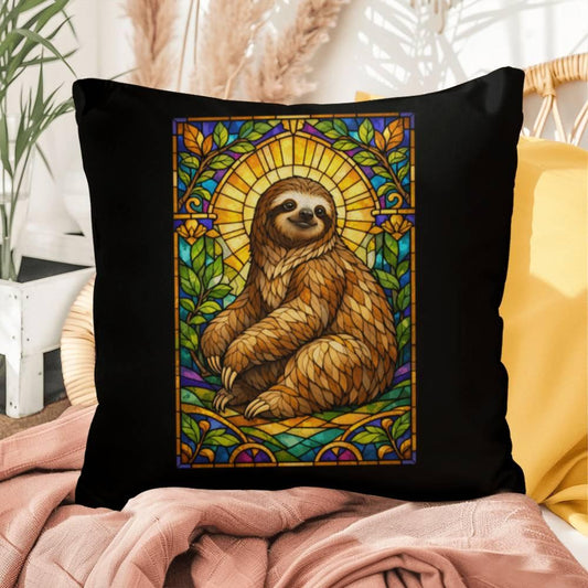 Shop our sloth stained glass style throw pillow featuring the 16" x 16" style option from MySisterIsASurvivor.
