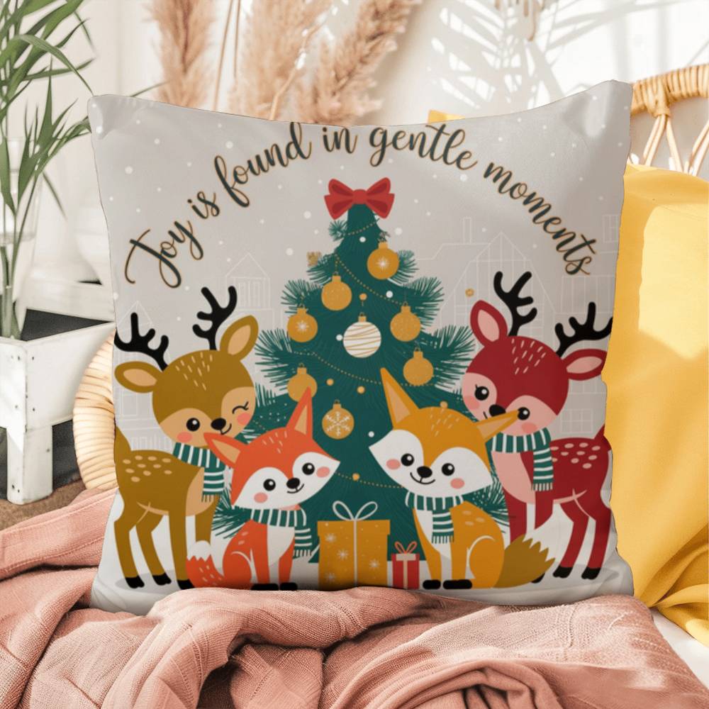 Joy Is Found in Gentle Moments Throw Pillow - Calm holiday décor for mindfulness and rest