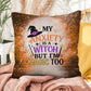 Funny Halloween indoor/outdoor pillow with “My Anxiety Is A Witch” for mental health awareness