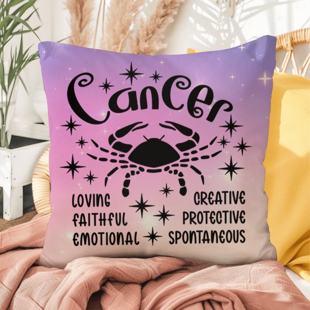 Cancer Indoor/Outdoor Pillow – Zodiac Astrology Decor, Boho Accent for Home & Patio
