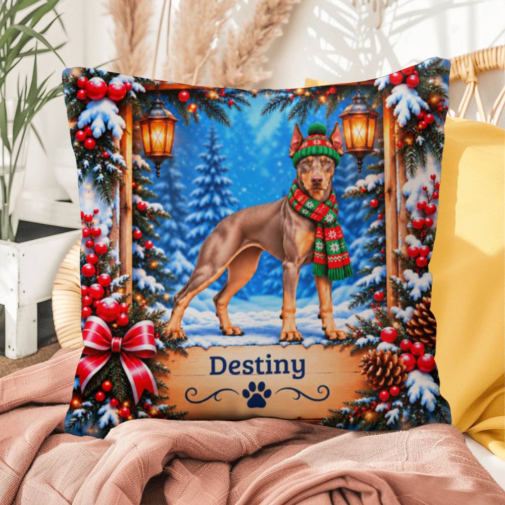 Doberman (Red Fawn Isabella Coat) - Personalized Winter Cushion, Dog Name Pillow for a Cozy Home
