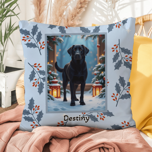 Labrador Retriever Black Pillow - Classic Lab throw pillow, cozy winter dog decor, personalized home accent
