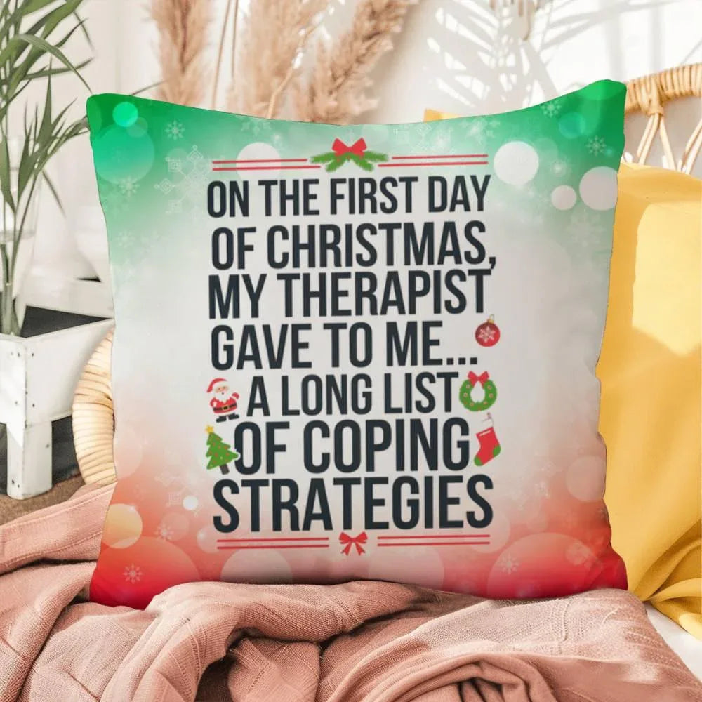 Shop our on the first day of christmas indoor outdoor pillow featuring the 16" x 16" style option from MySisterIsASurvivor.