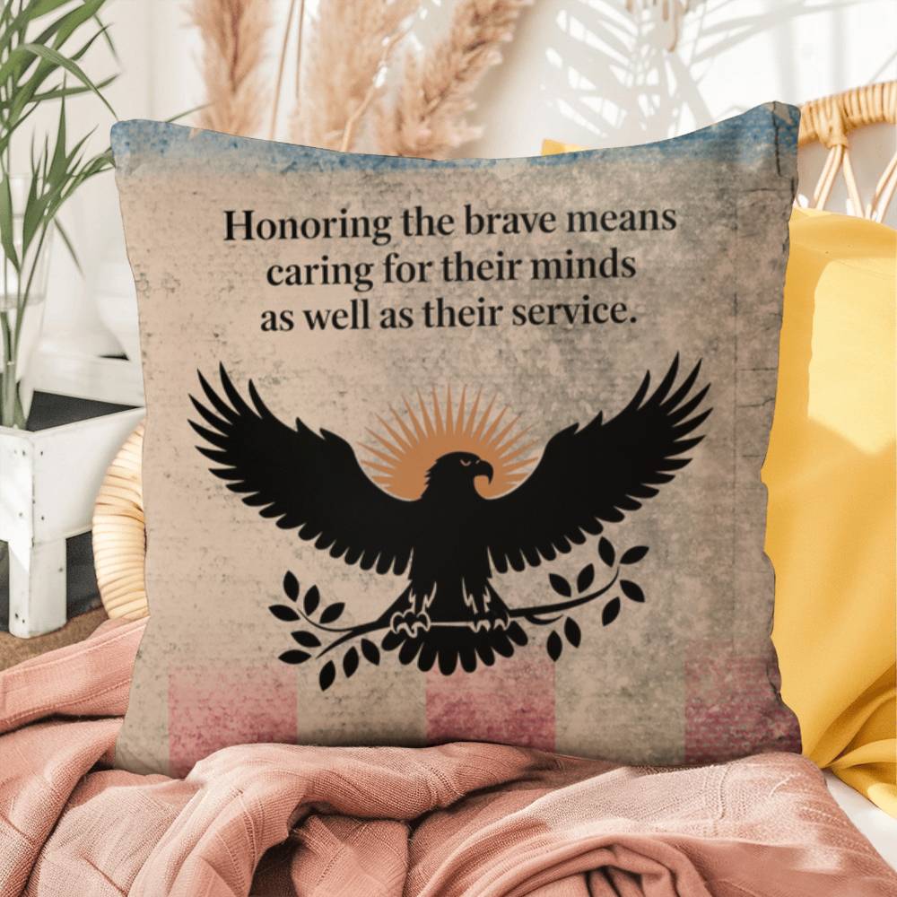 Honoring The Brave Indoor/Outdoor Pillow: Resilient Comfort - Mental Health & Memorial Tribute
