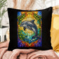 Shop our dolphin stained glass style throw pillow featuring the 16" x 16" style option from MySisterIsASurvivor.