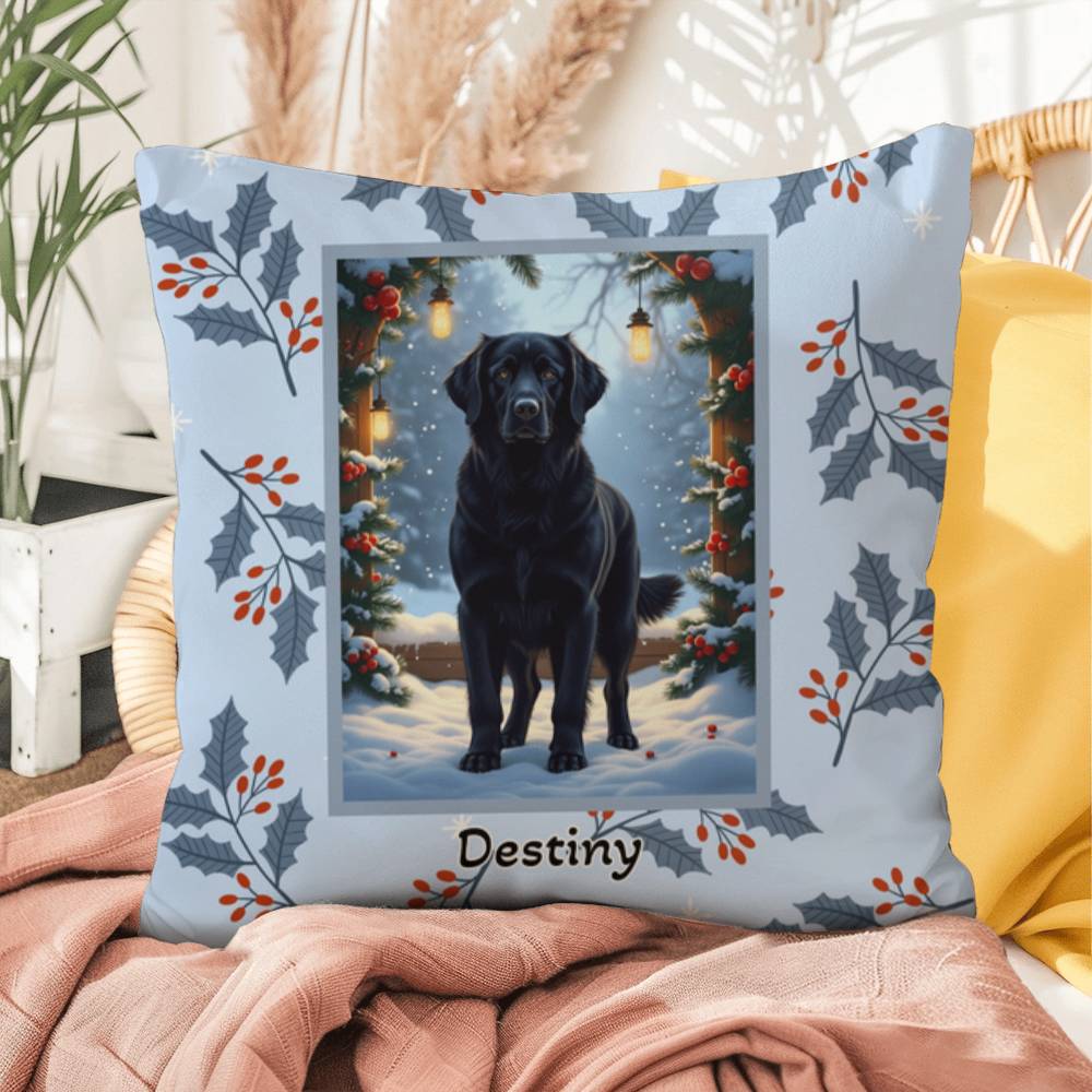 Golden Retriever Black Pillow - Holiday Golden Retriever pillow, indoor winter dog throw, cozy accent
