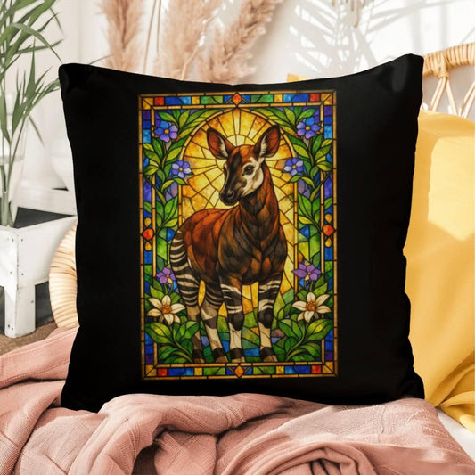 Shop our okapi stained glass style throw pillow featuring the 16" x 16" style option from MySisterIsASurvivor.