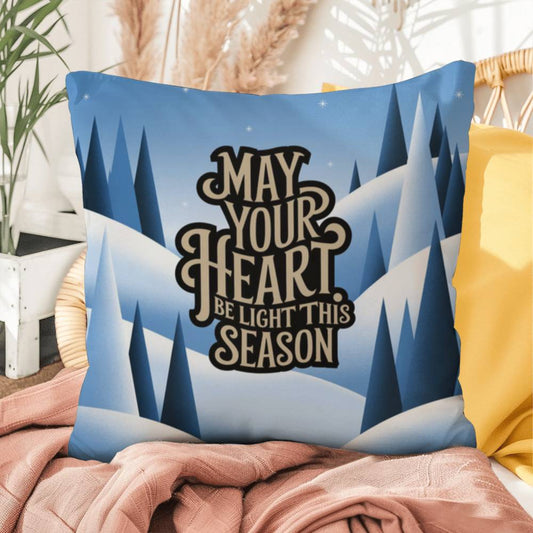 May Your Heart Be Light This Season Throw Pillow - Serene Christmas pillow for reflection