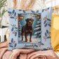 Rottweiler Chocolate Pillow - Festive Rottweiler throw pillow, winter dog home decor, cozy accent
