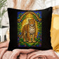 Shop our leopard stained glass style throw pillow featuring the 16" x 16" style option from MySisterIsASurvivor.