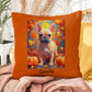 Fawn French Bulldog pillow, personalized indoor outdoor dog cushion, custom Frenchie accent - MySisterIsASurvivor