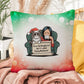 I’m on the Naughty List (Woman and Cat) Throw Pillow - Christmas humor gift pillow for home