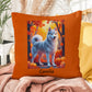 Silver Siberian Husky pillow amber eyes, custom indoor outdoor dog cushion for Husky fans - MySisterIsASurvivor