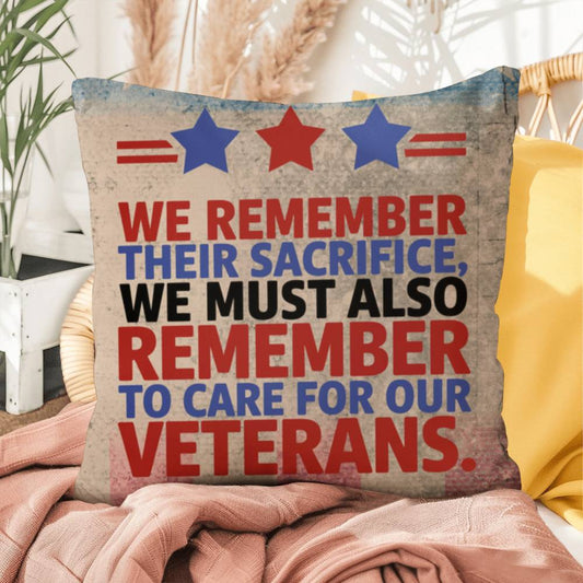 We Remember Their Sacrifice personalized pillow for veteran tribute, PTSD support, and Memorial Day remembrance