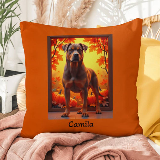 Chocolate and tan Rottweiler indoor outdoor pillow, cozy dog lover gift and stylish pet-themed décor