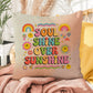 Soul Shine Over Sunshine: Indoor/Outdoor Pillow - Groovy Affirmation for Emotional Wellness & Positive Vibes