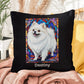 Pomeranian (White) Indoor/Outdoor Pillow - Personalized Stained Glass Dog Tribute & Comfort Gift