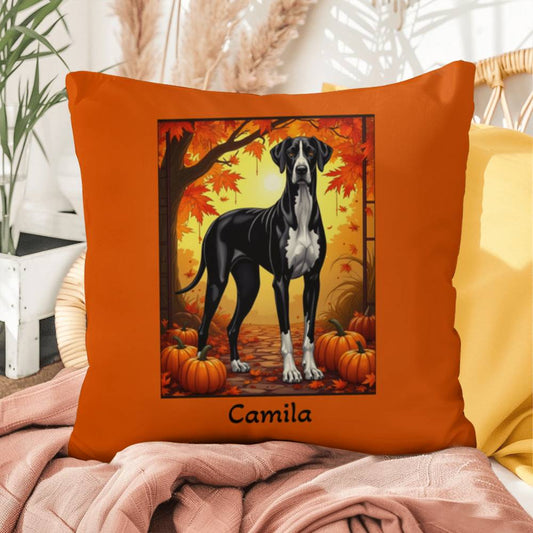 Great Dane Mantle Coat Throw Pillow, Personalized Indoor Outdoor Dog Cushion, Home Decor Accent