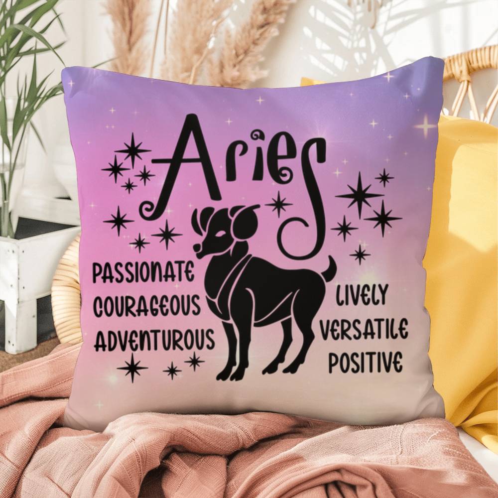 Aries Indoor/Outdoor Pillow – Zodiac Astrology Decor, Boho Accent for Home & Patio
