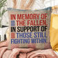 In Memory of the Fallen personalized patriotic pillow for veteran tribute, PTSD awareness, and Memorial Day remembrance