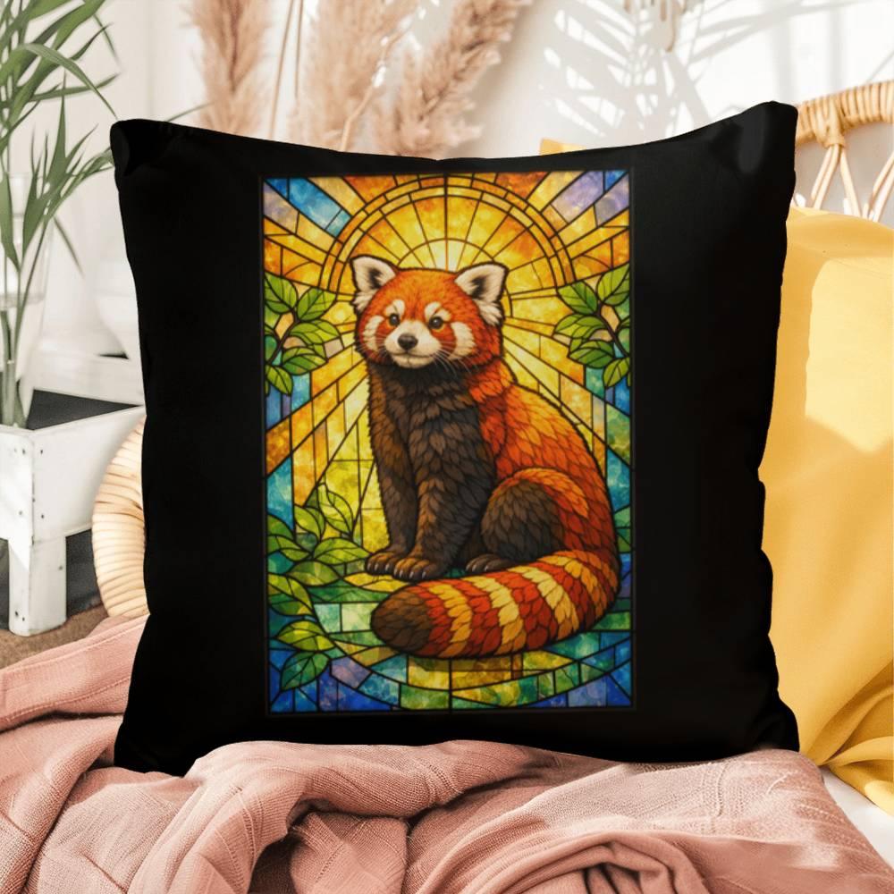 Shop our red panda stained glass style throw pillow featuring the 16" x 16" style option from MySisterIsASurvivor.