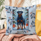 Rottweiler Blue Pillow - Guardian Rottweiler pillow, winter dog throw, indoor/outdoor home accent