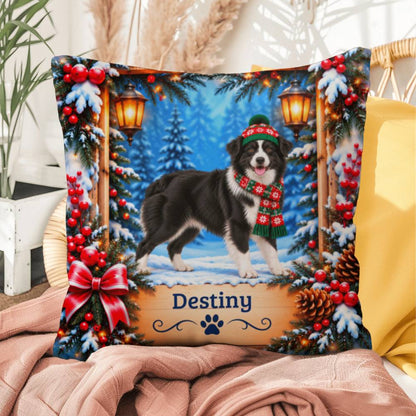 Australian Shepherd (Black & White Bi Coat) - Personalized Winter Pillow, Gift for Aussie Owners