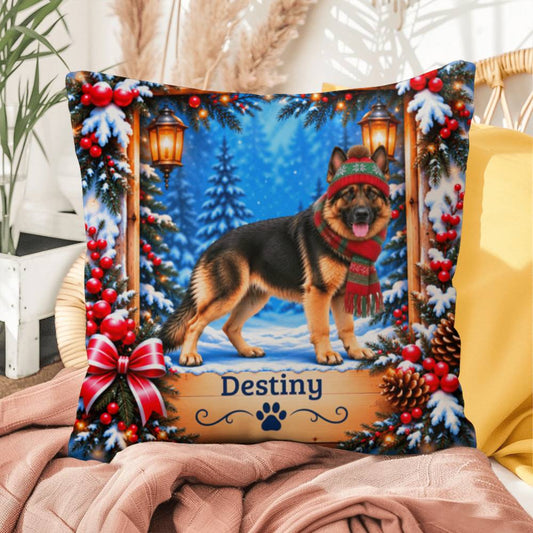 German Shepherd (Blanket Coat) - Personalized Winter Pillow, Custom Name Gift for GSD Owners - MySisterIsAsurvor