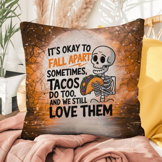 Mental health indoor/outdoor pillow with “It’s Okay To Fall” for self-care and comfort