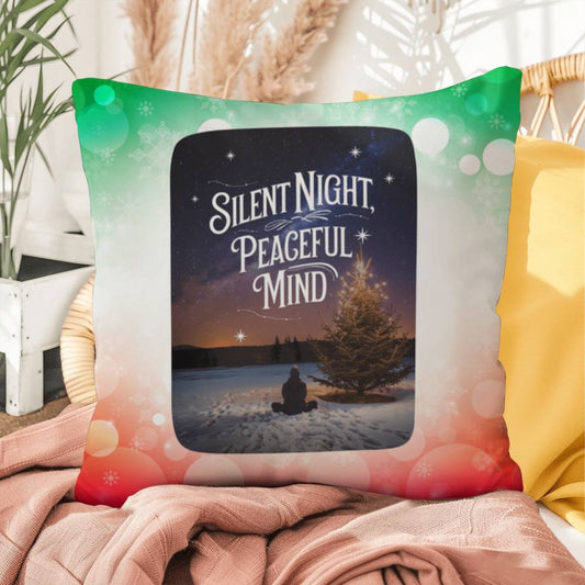 Silent Night, Peaceful Mind Throw Pillow - Calm Christmas holiday home décor decorative pillow