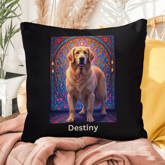 Light Cream Golden Retriever indoor/outdoor pillow, custom dog lover throw pillow for home