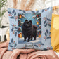 Pomeranian Black Pillow - Fluffy Pom pillow, indoor/outdoor winter dog throw, seasonal accent