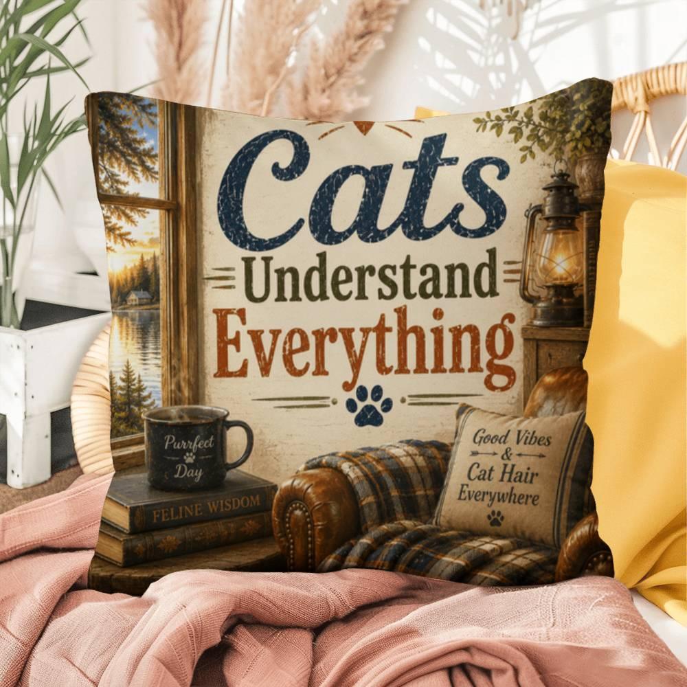 Shop our premium cats understand everything throw pillow from MySisterIsASurvivor.