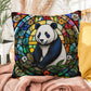 Panda stained glass throw pillow, wildlife animal decor, indoor outdoor cozy home accent
