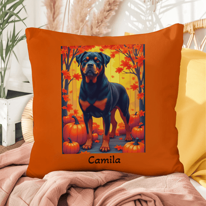 Black and Mahogany Rottweiler pillow, durable indoor outdoor personalized cushion for Rottie fans - MySisterIsASurvivor