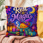 Rest Is Magic Halloween Throw Pillow - Self Care Pumpkin Witch Moon Pillow