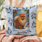 Pomeranian Orange Pillow - Festive Pom throw pillow, holiday dog pillow, cozy home accent