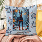 Doberman Blue & Rust Pillow - Festive winter throw pillow, personalized guardian dog home accent, cozy decor