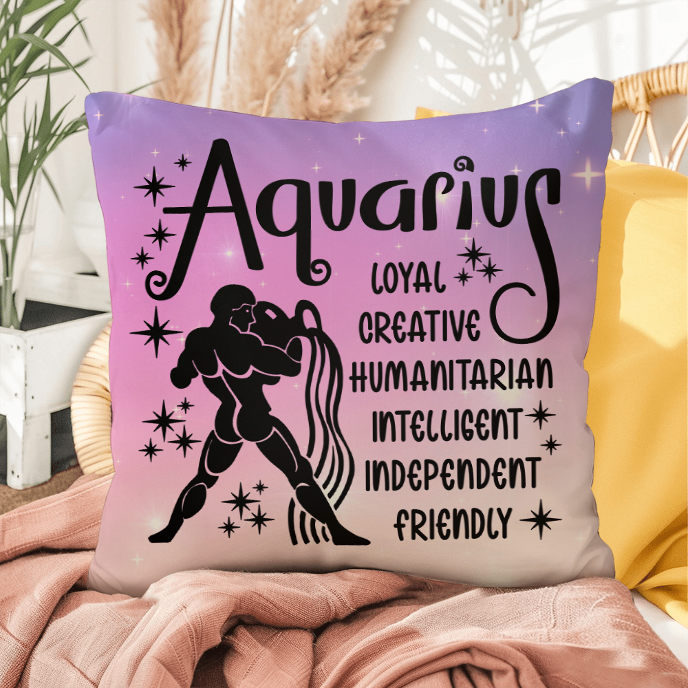 Aquarius Indoor/Outdoor Pillow – Zodiac Astrology Decor, Boho Accent for Home & Patio