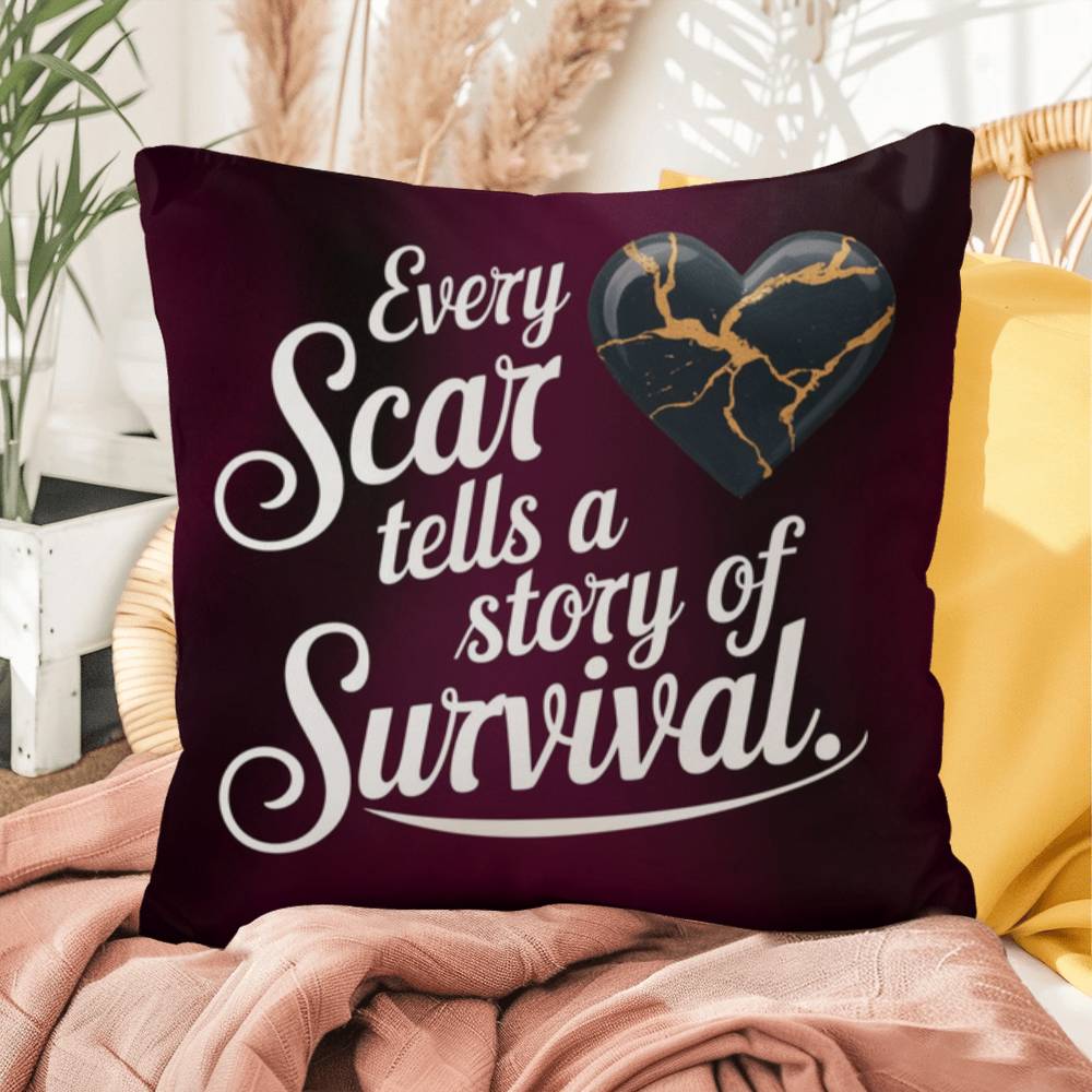 Every Scar Tells A Story Of Survival: Indoor/Outdoor Pillow Self-Care for Relaxation, Mindfulness & Emotional Wellness