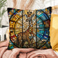 Giraffe stained glass throw pillow, jungle animal wildlife decor, indoor outdoor home accent