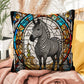 Zebra stained glass throw pillow, safari wildlife home decor, indoor outdoor accent cushion